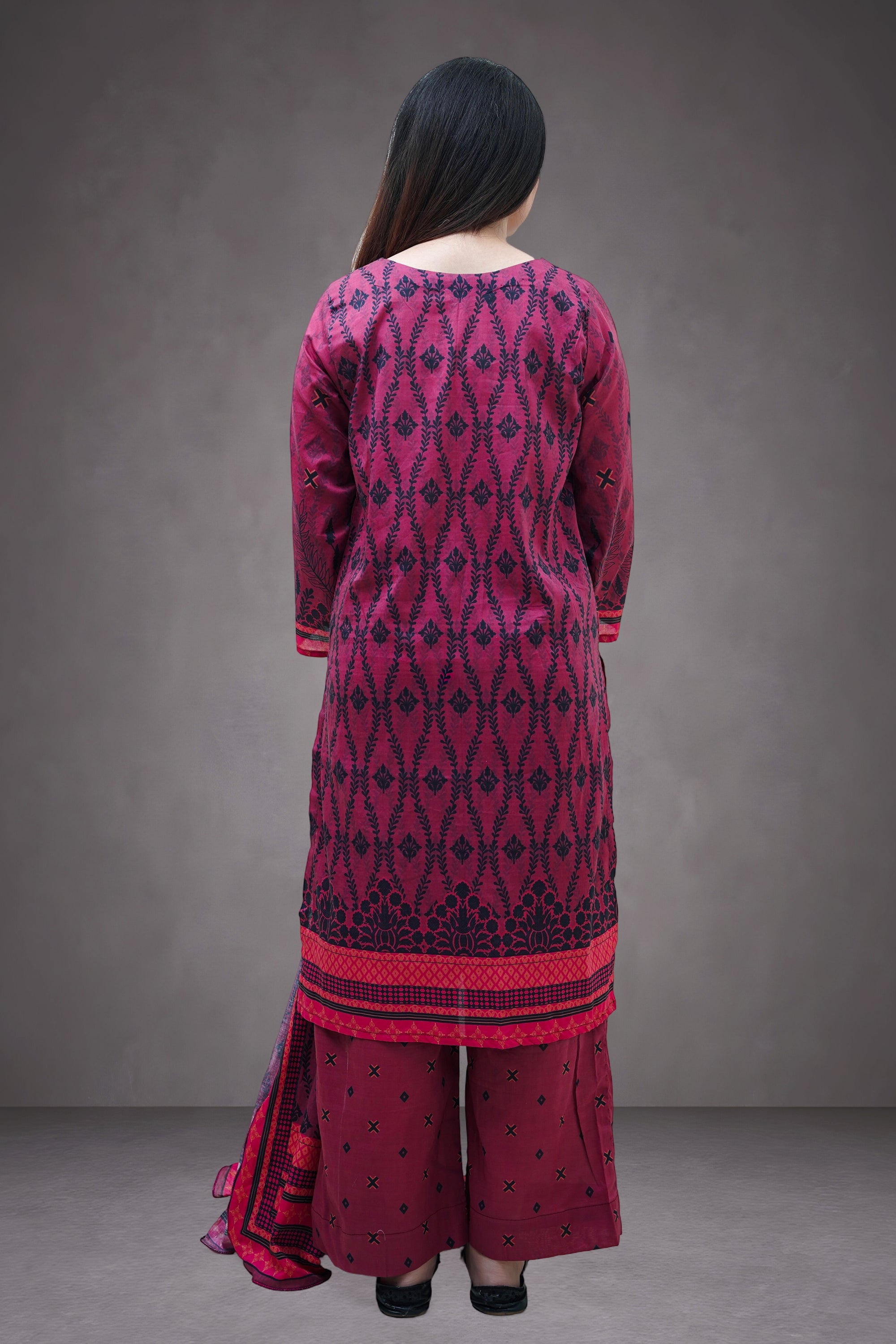 Mulberry Charm 3-Piece Lawn Suit Unstitched (A-122)