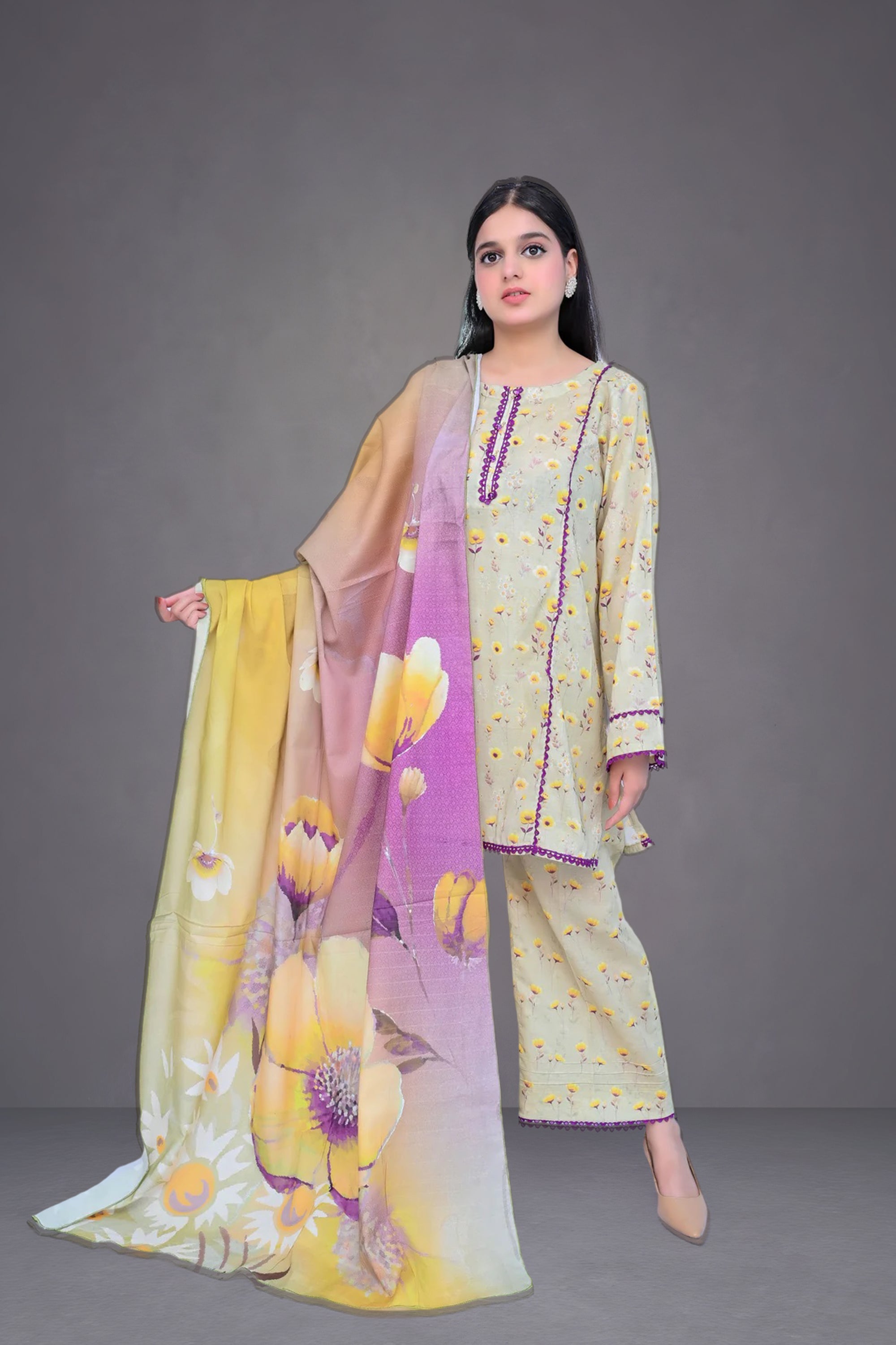 Daisy 3-Piece Lawn Suit Unstitched (A-114)