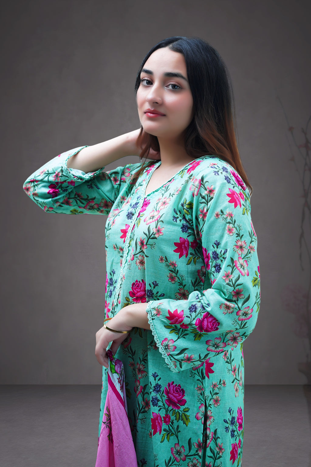 Mist Lotus 3-Piece Lawn Suit Unstitched (A-117)