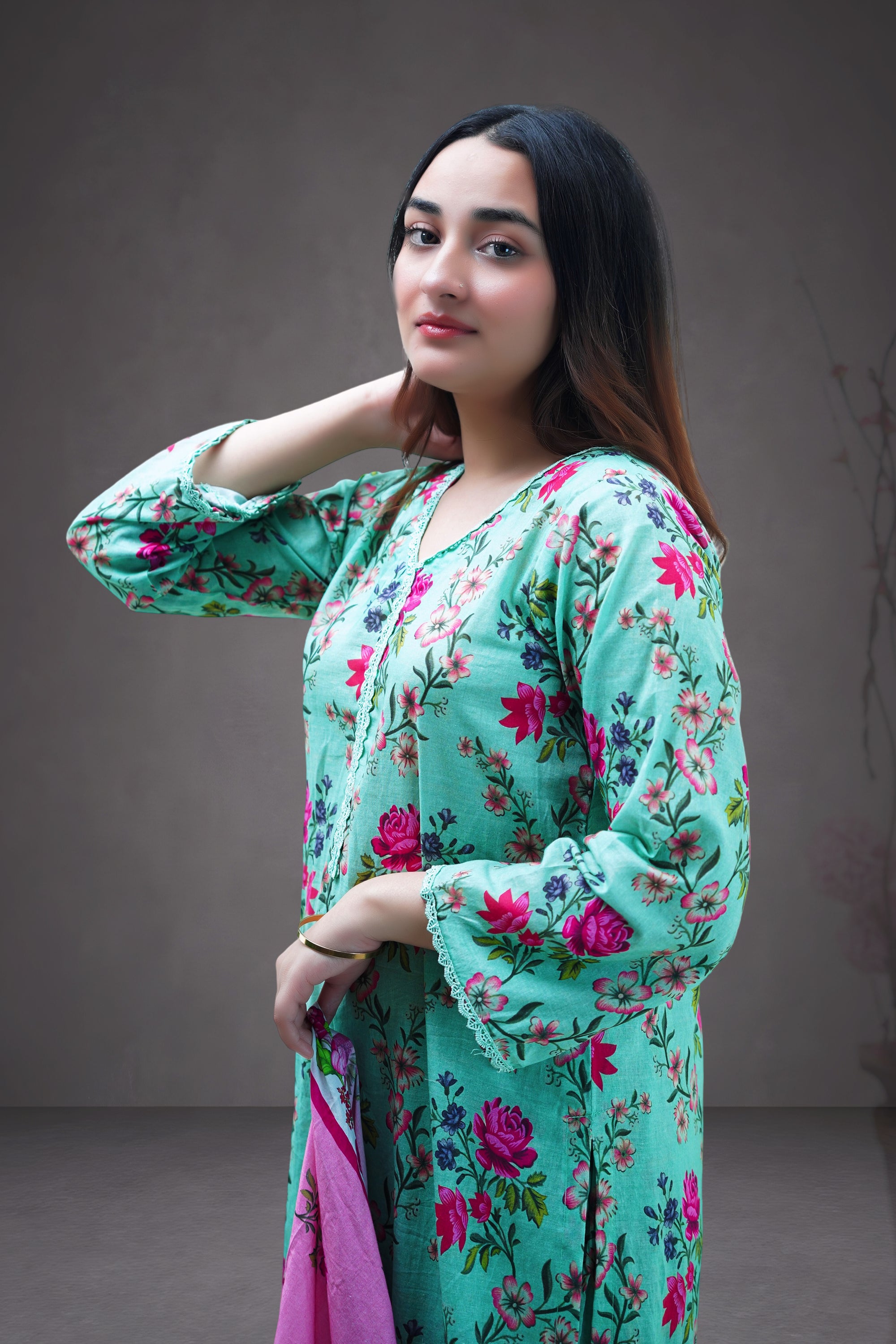 Mist Lotus 3-Piece Lawn Suit Unstitched (A-117)