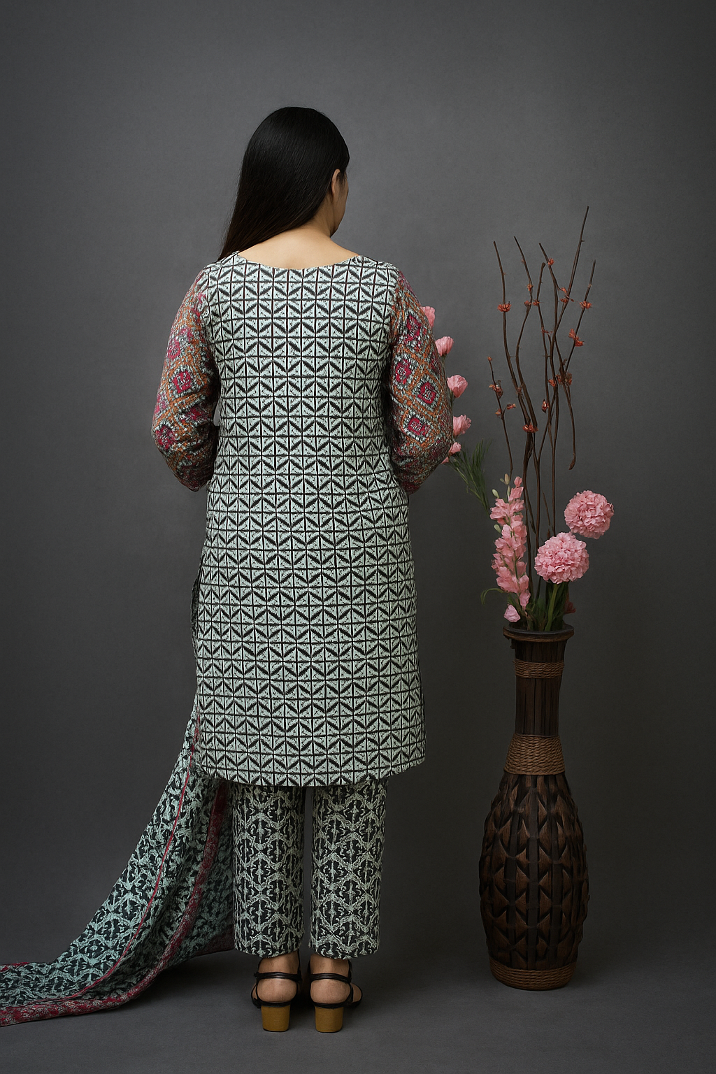Sindhi Harmony 3-Piece Lawn Suit Unstitched (A-119)