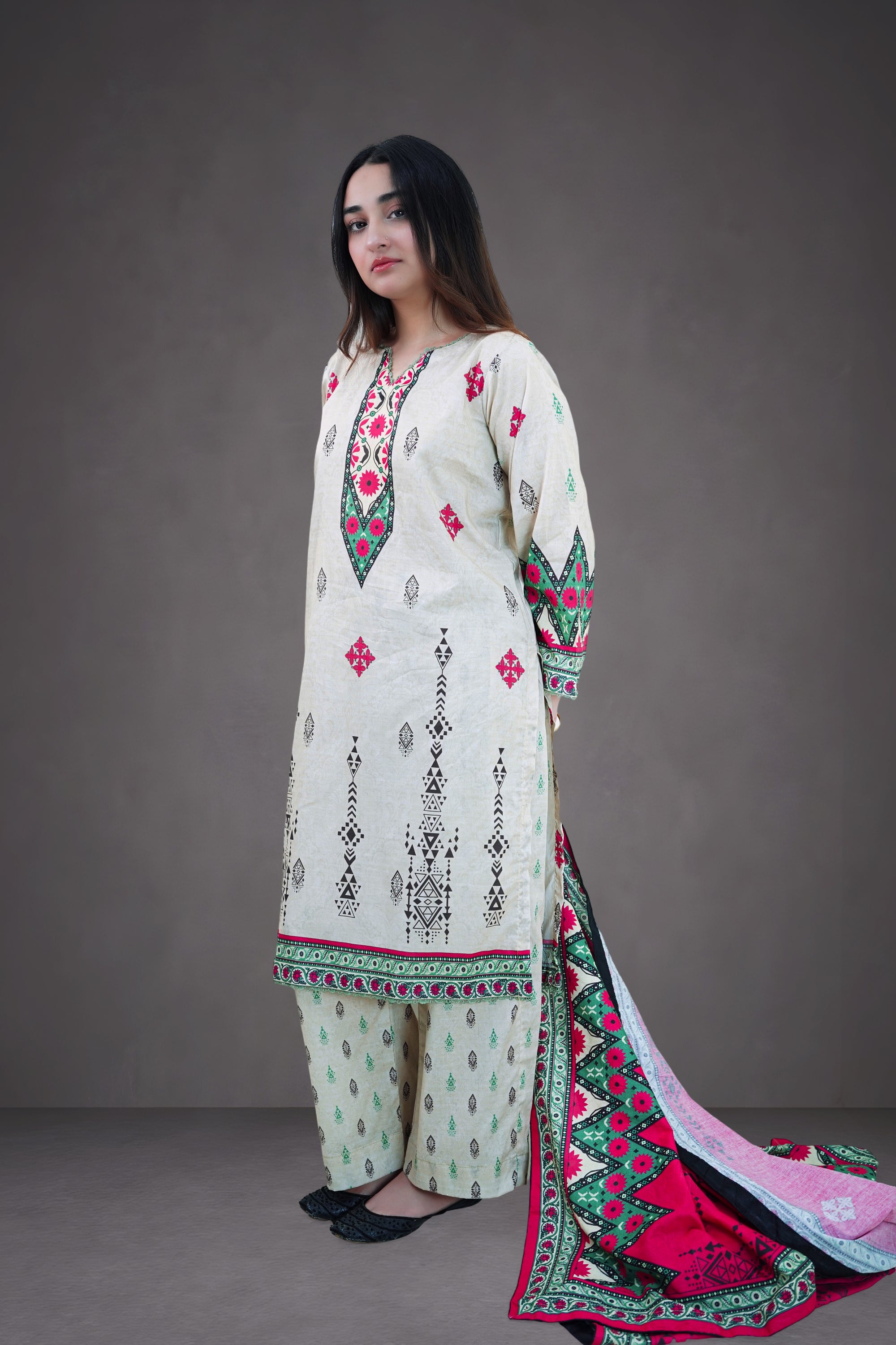Desert Bloom 3-Piece Lawn Suit Unstitched (A-123)