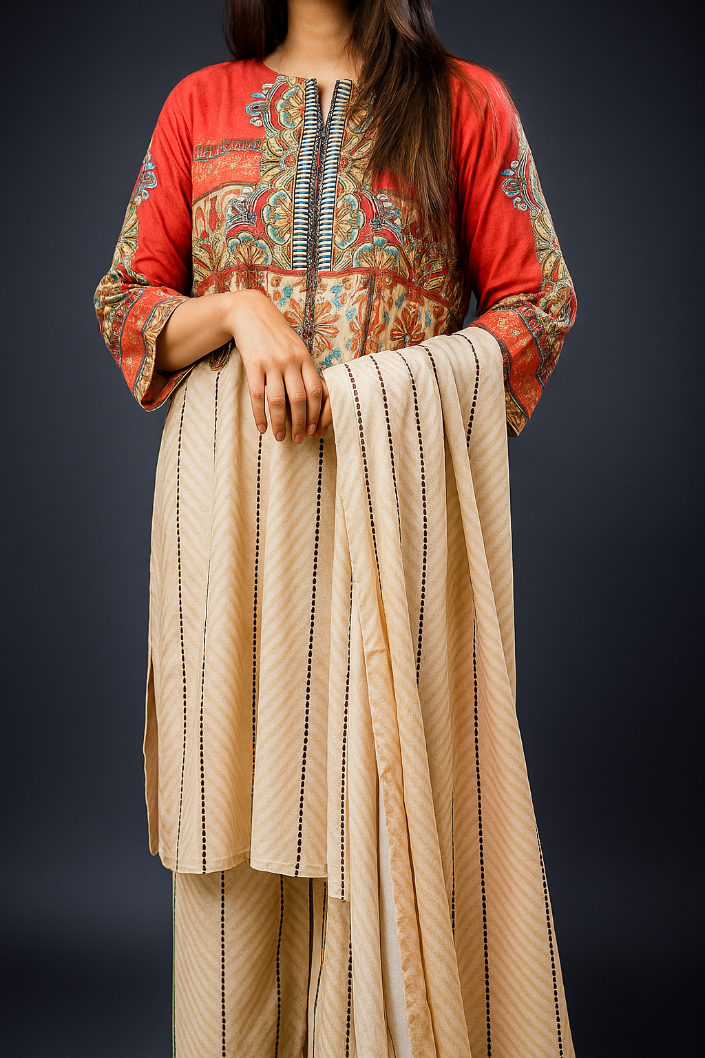 Crimson Mosaic 3-Piece Lawn Suit Unstitched (A-118)