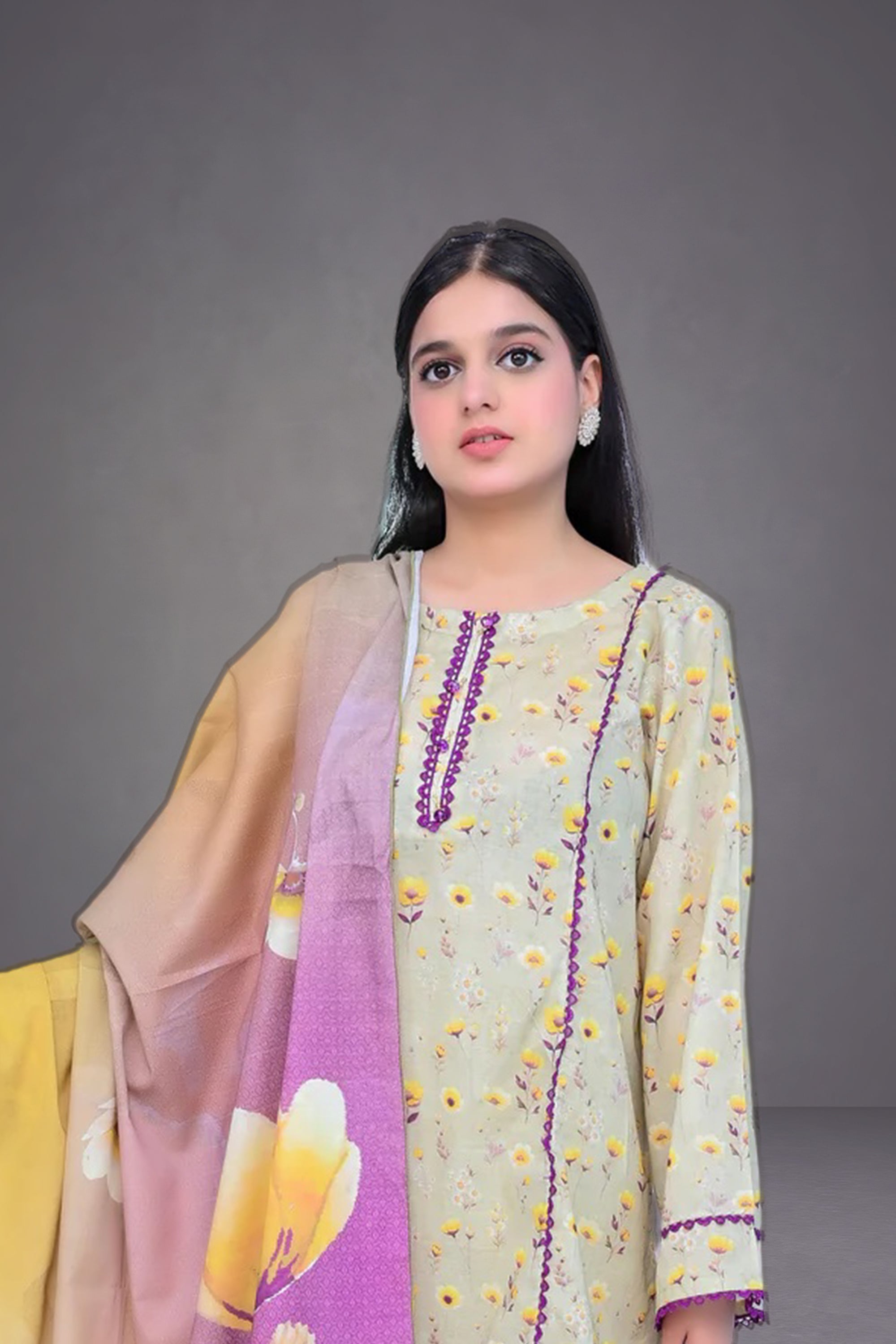 Daisy 3-Piece Lawn Suit Unstitched (A-114)