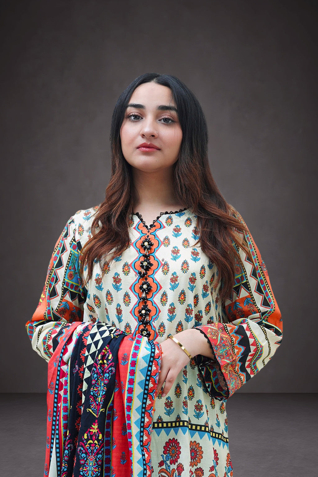 Bohemian Bloom 3-Piece Lawn Suit Unstitched (A-124)