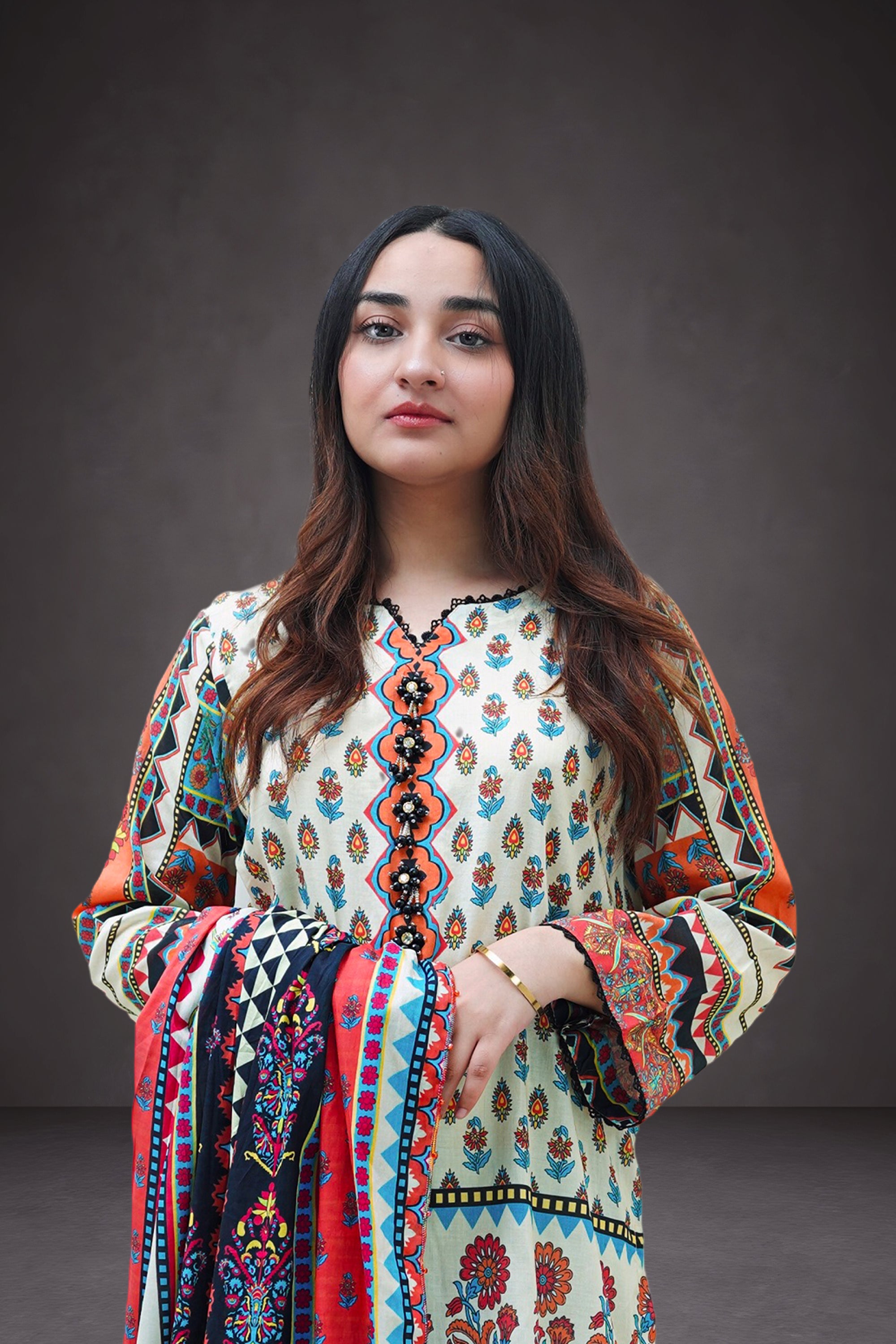 Bohemian Bloom 3-Piece Lawn Suit Unstitched (A-124)